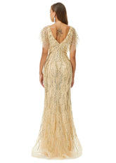 Gold Shimmery Gala Formal Prom Evening Dress EN4905